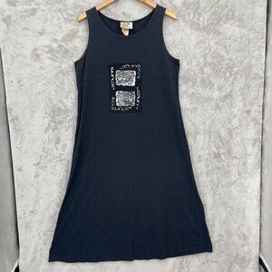 Black Batik Fish Jersey Sleeveless Maxi Dress